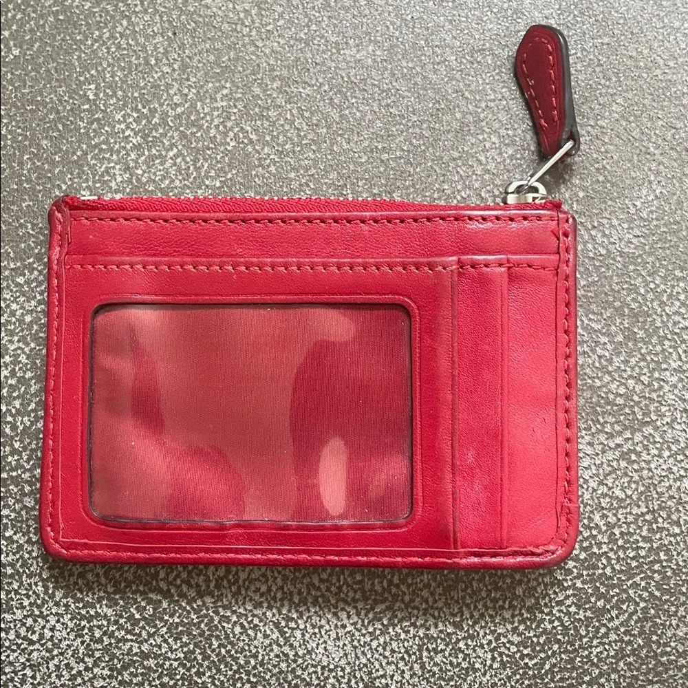 Coach red & tan card holder